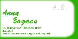 anna bogacs business card